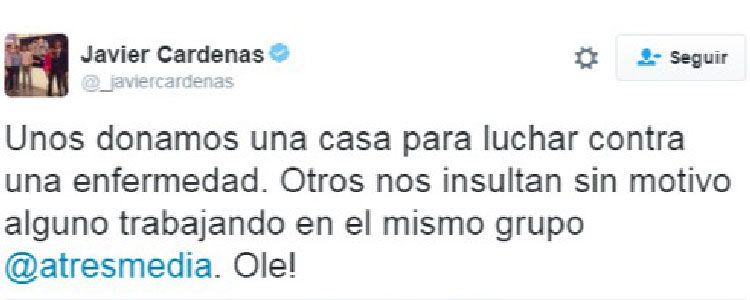 Tweet de Javier Cárdenas