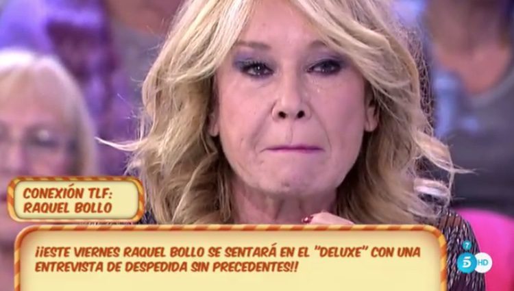 Mila Ximénez, muy emocionada tras anunciar Raquel Bollo que se va / Telecinco.es