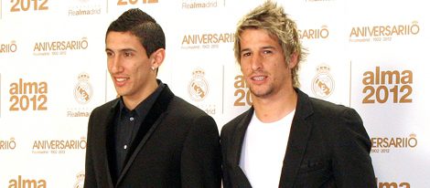 Di María y Fábio Coentrão, jugadores del Real Madrid