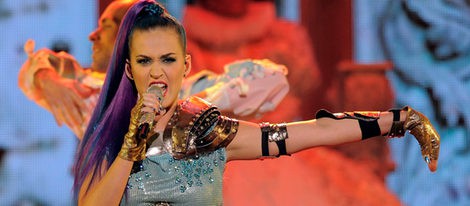 Katy Perry durante su actuación