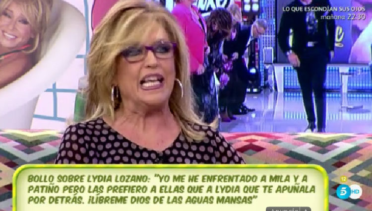 Lydia Lozano enfadada en 'Sálvame diario'/ telecinco.es