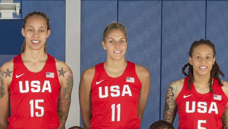 Las jugadoras de la WNBA Brittney Griner, Elena Delle Donne y Seimone Augustus | Getty