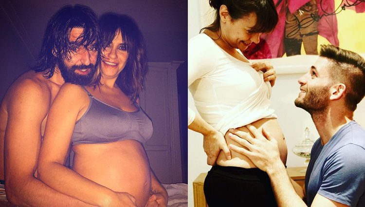 Melani Olivares y Natalia Verbeke luciendo embarazo junto a sus parejas / Instagram