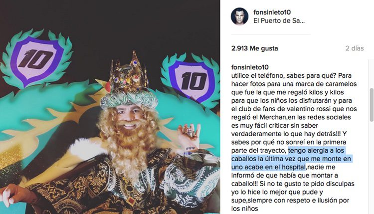 Fonsi Nieto explica lo sucedido / Instagram
