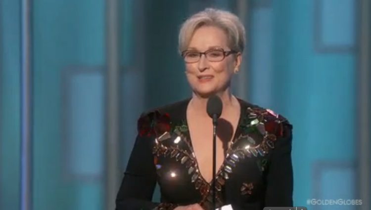 Meryl Streep durante su discurso en los Globos de Oro