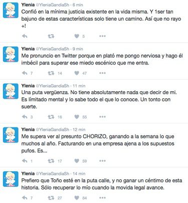 Ylenia carga contra Toño / Twitter