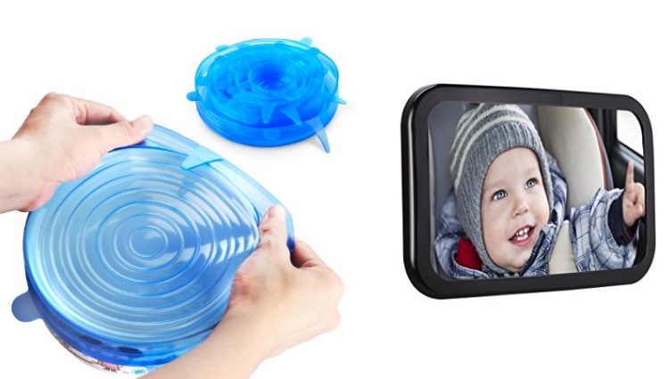 Tapas de silicona y espejo de coche para bebés