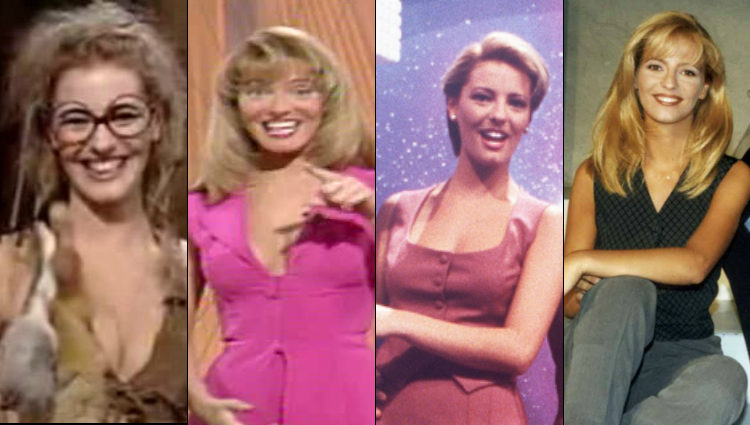 Paula Vázquez en distintos programas de televisión que presentó a principios de los noventa 