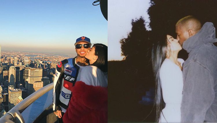 Kylie Jenner con Tyga y Kim Kardashian con Kanye West/ Fuente: Instagram
