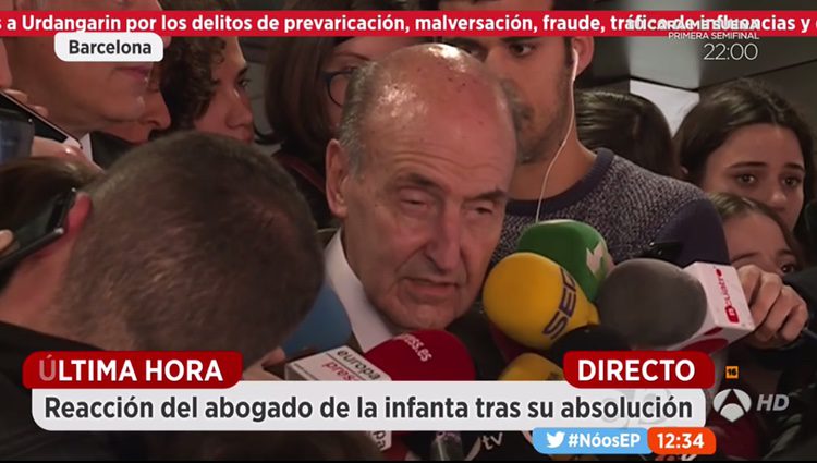 Miquel Roca, abogado de la Infanta Cristina comparece tras la lectura e la</p><p>sentencia del Caso Noós