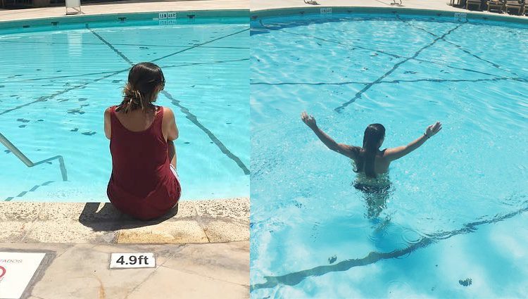 Anabel Pantoja disfrutando de la piscina del hotel / Instagram
