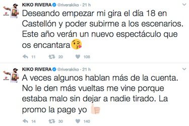 Kiko Rivera, deseando empezaro su gira por España / Twitter