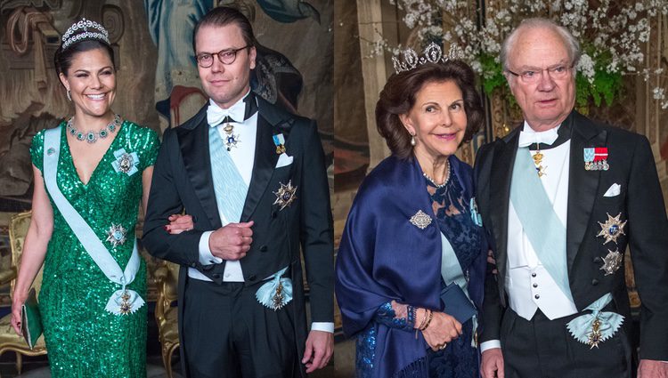 Los Reyes Carlos Gustavo y Silvia, y la Princesa Victoria con su marido