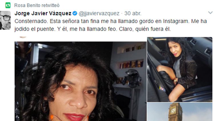 Rosa Benito retuitea a Jorge Javier Vázquez