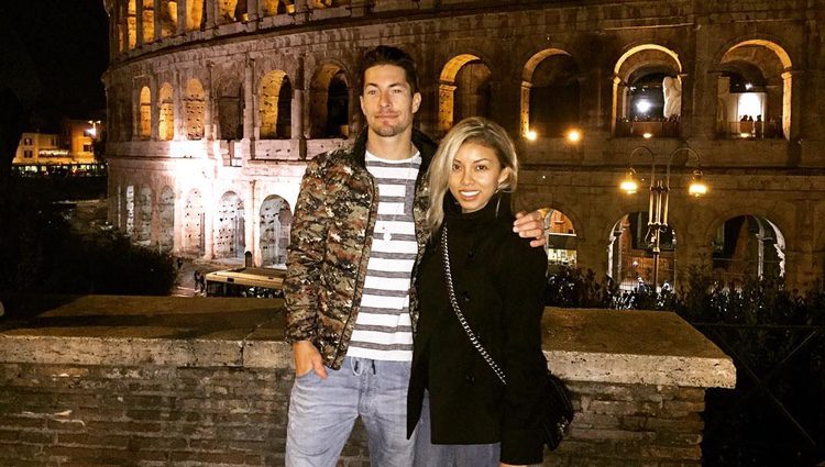 Nicky Hayden y Jackie Marin en uno de sus viajes a Roma