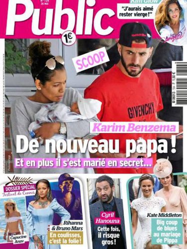 Portada de la revista Public con Benzema y su novia saliendo el hospital con su hijo/ Fuente: Public