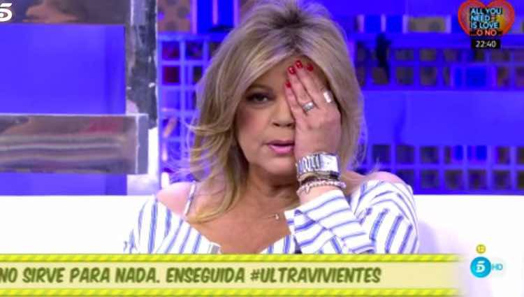 Terelu Campos dando la última hora sobre el estado de salud de su madre / Telecinco.es