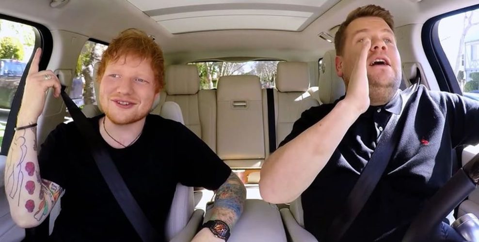 James Corden junto a Ed Sheeran en el próximo Carpool Karaoke de su 'Late Late Show' / Fuente: Instagram @j_corden