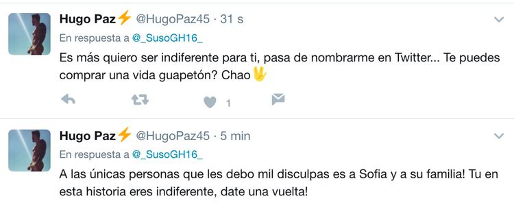 Hugo Paz responde a Suso. / Fuente: Twitter: @HugoPaz45