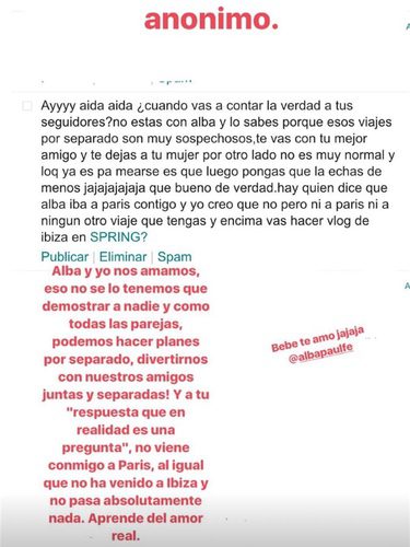 Mensaje de Dulceida en respuesta al anónimo / Fuente: Instagram