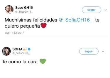 Felicitación de Suso y respuesta de Sofía