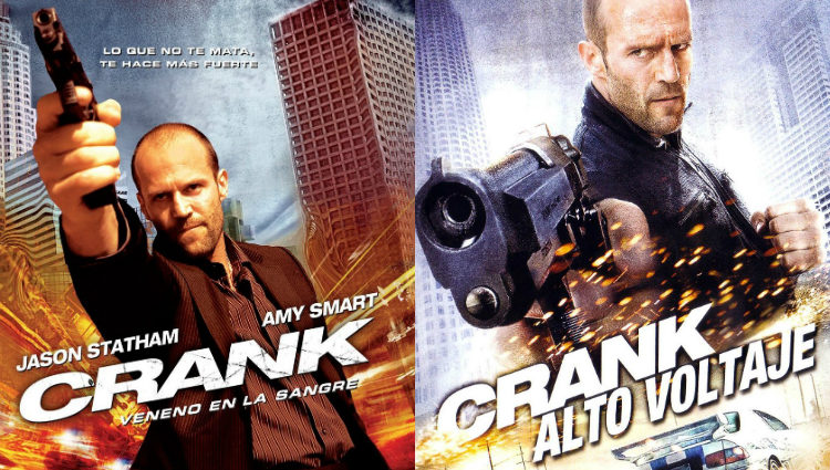 Jason Statham en las portadas de las dos cintas de 'Crank'