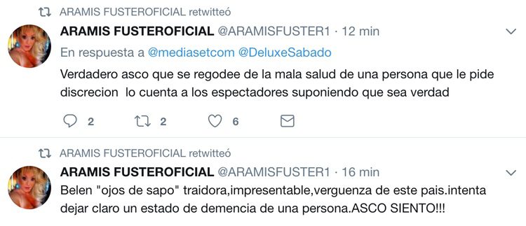 Aramis Fuster ataca a Belén Esteban en Twitter