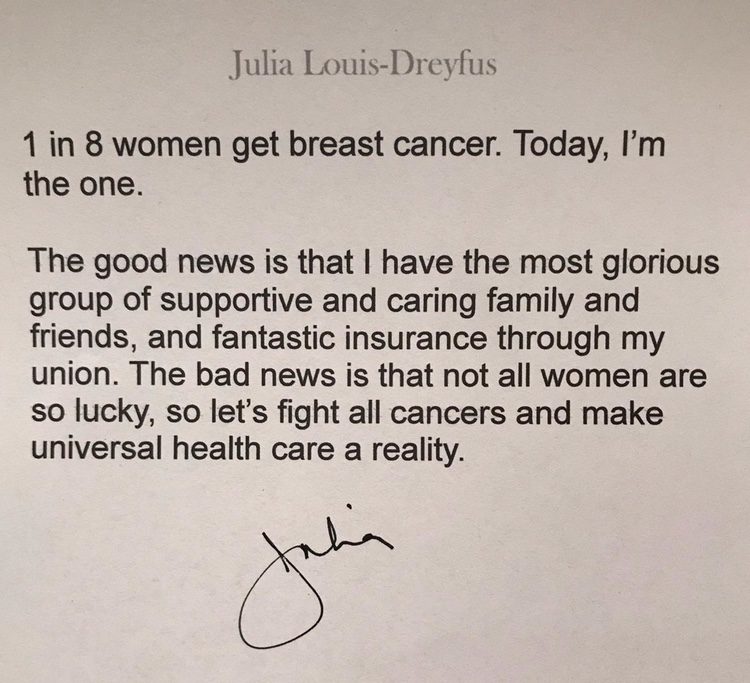 Mensaje de Julia Louis-Dreyfus en Twitter