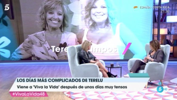 Terelu Campos durante la entrevista en 'Viva la Vida'. | Fuente: Telecinco