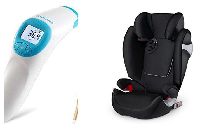 Termómetro y silla de coche para bebé