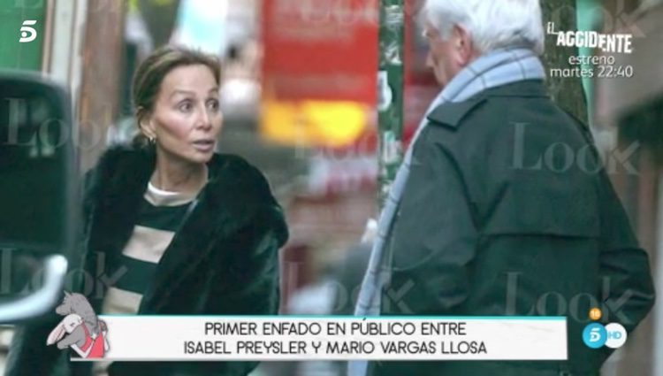 Isabel Preysler y Mario Vargas Llosa discutiendo en Nueva York | Fuente: Telecinco y Look