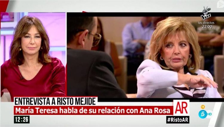 Ana Rosa Quintana viendo la entrevista de María Teresa Campos/ telecinco.es