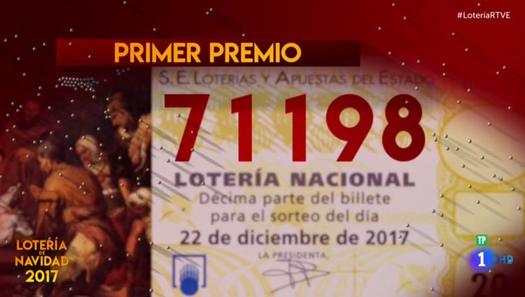 71198, el primero premio de la Lotería de Navidad 2017/ Fuente: RTVE