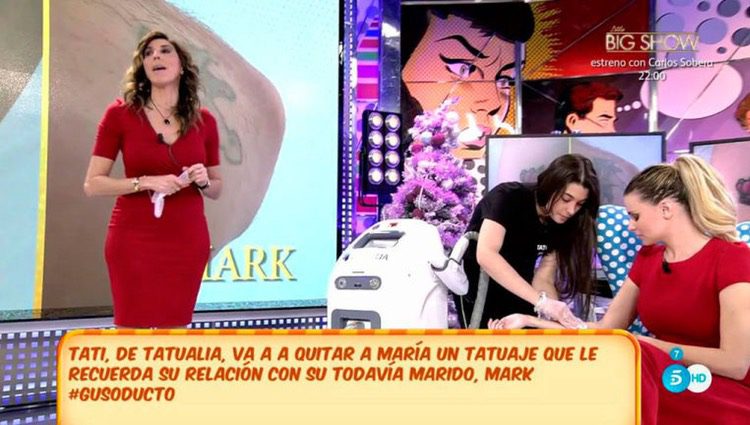 María Lapiedra se borra el tatuaje en 'Sálvame' Fuente: Telecinco