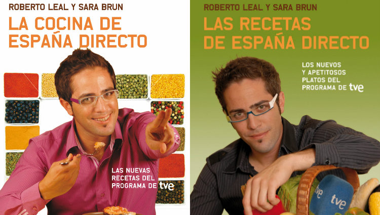 Roberto Leal en la portada de sus dos libros de recetas