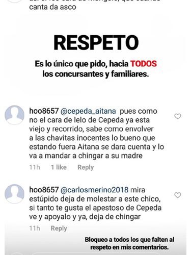 Los mensajes contra Cepeda y la respuesta de Vicente en Instagram