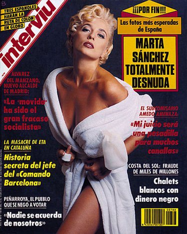 Marta Sánchez en su posado de Interviú de 1992