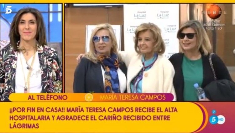 Llamada en directo de María Teresa Campos en 'Sálvame'/Foto: Telecinco
