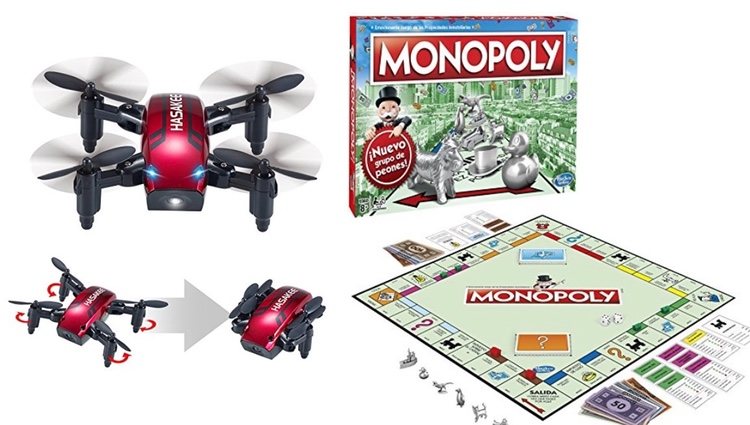 Minidrone y juego de mesa Monopoly