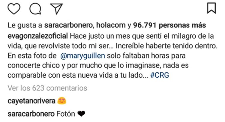 Comentario de Sara Carbonero a Eva González/ Fuente: Instagram