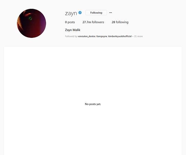 La cuenta de Zayn Malik, vaciada al completo tras su ruptura con Gigi Hadid