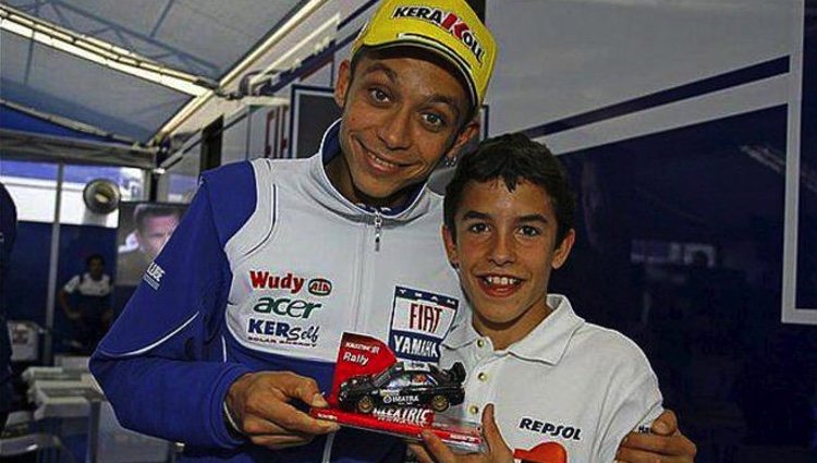 Valentino Rossi junto a Marc Márquez cuando era solo un niño