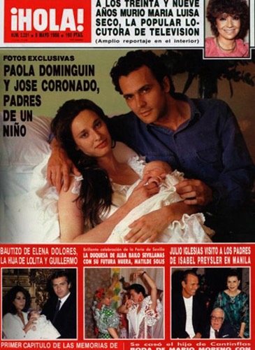 Paola Dominguín y José Coronado posan junto a su hijo recién nacido/Foto: ¡Hola!