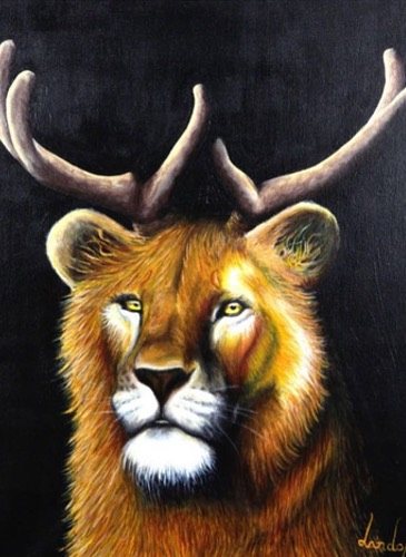 Cuadro 'King de Lion' realizado por Nicolás Coronado / Foto: Instagram
