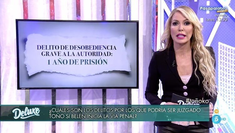 Montse Suárez detalló los delitos y las penas correspondientes a las que podría enfrentarse Toño Sanchís | Foto: Telecinco
