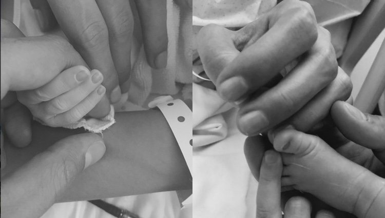 Las imágenes con las que Marc Bartra ha anunciado el nacimiento de su segunda hija Abril/ Fuente: Twitter