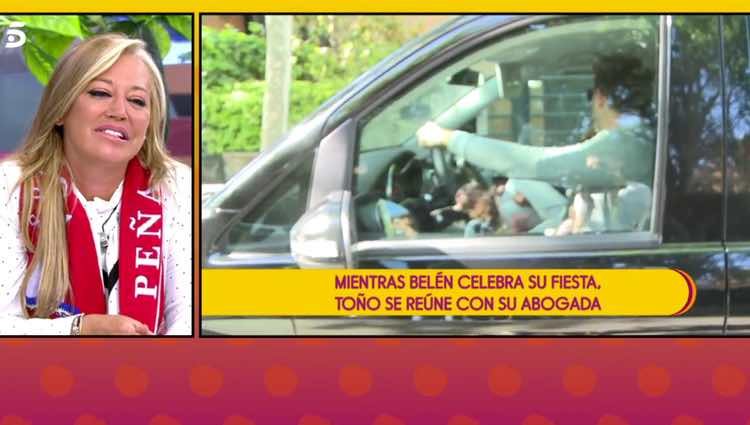Belén Esteban viendo las últimas imágenes de Toño Sanchís / Telecinco.es