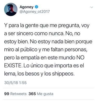 El tuit de Agoney