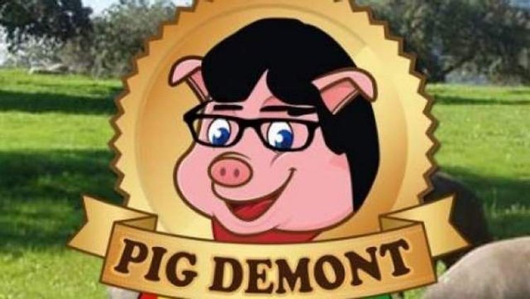 El logo de la empresa Pig Demont que recuerda a Carles Puigdemont