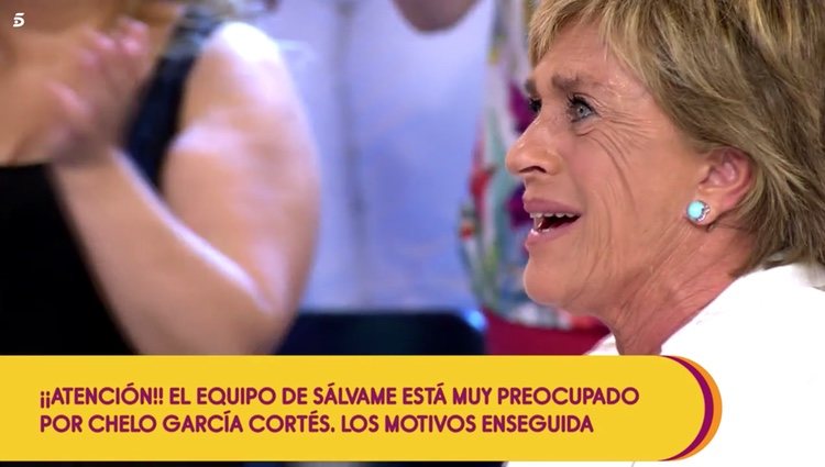 Chelo García Cortés llorando desconsoladamente en 'Sálvame' / Telecinco.es